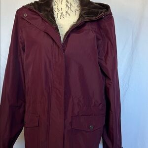 Natural Reflections waterproof reversible ultra soft fur parka med purple plum